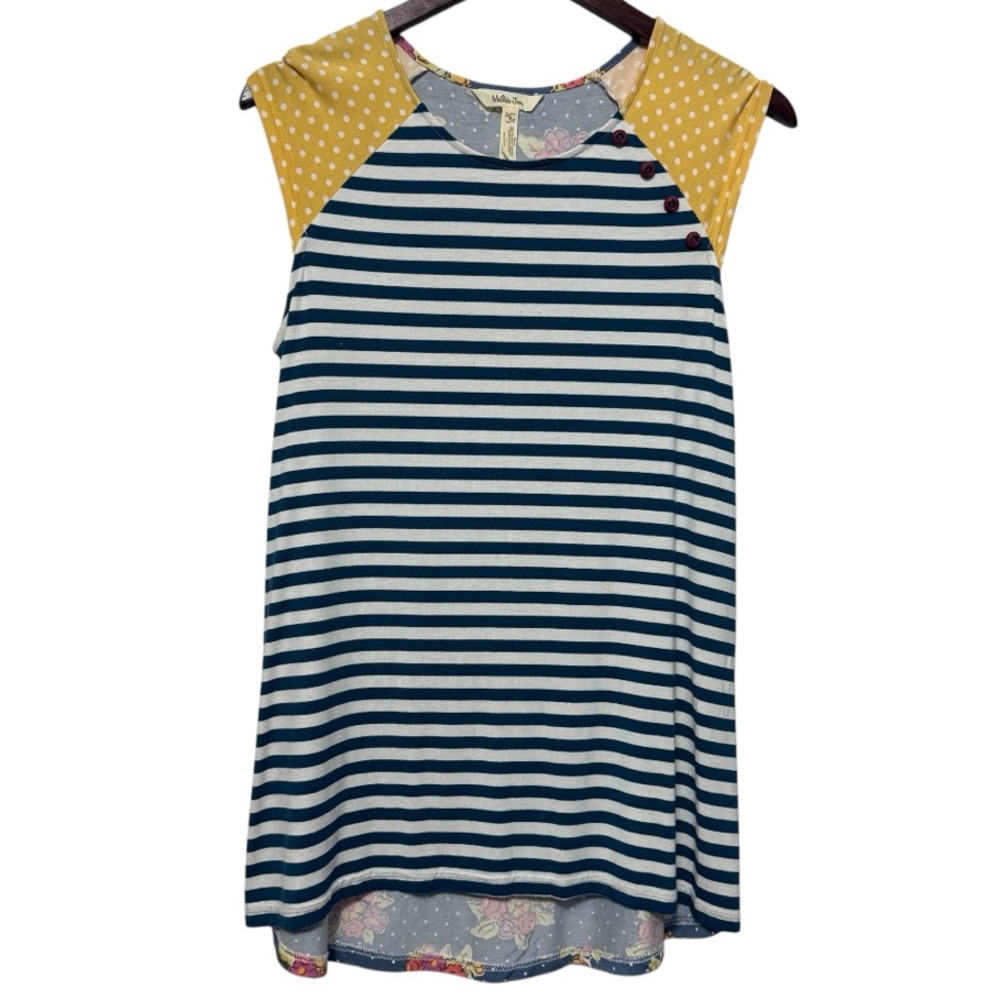 Matilda Jane Make Believe Team Captain Tee Tunic Top Womens Small Patchwork Knit